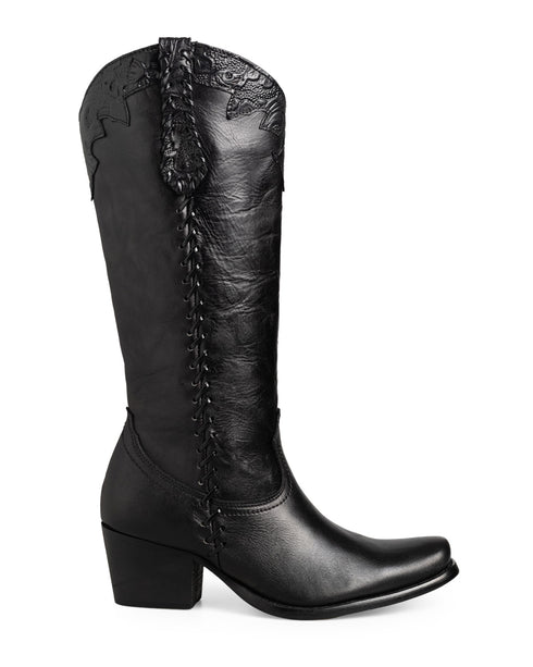 Bota Negra Vaquera Grabada 20162